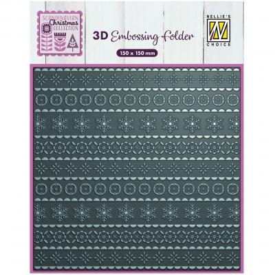 Nellie's Choice 3D Embossing Folder - Scandinavian Christmas